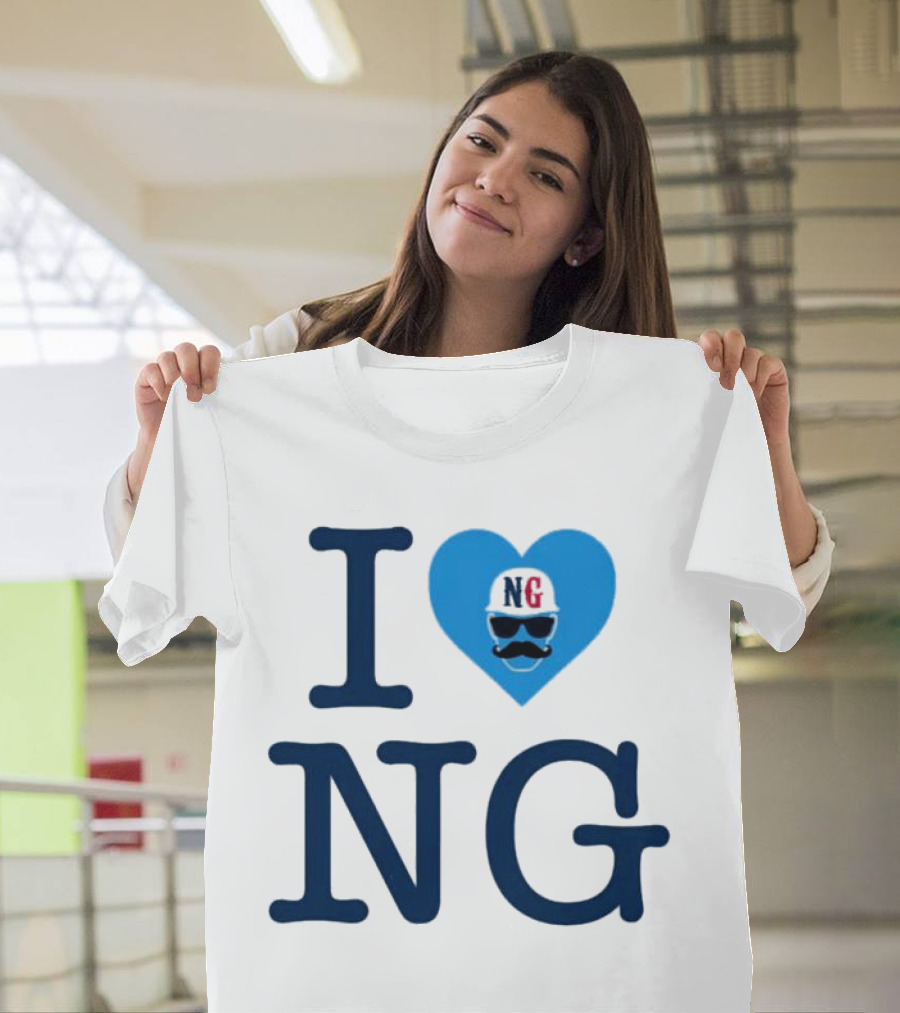 I Love NG Heart Icon With Mustache And Cap T-Shirt