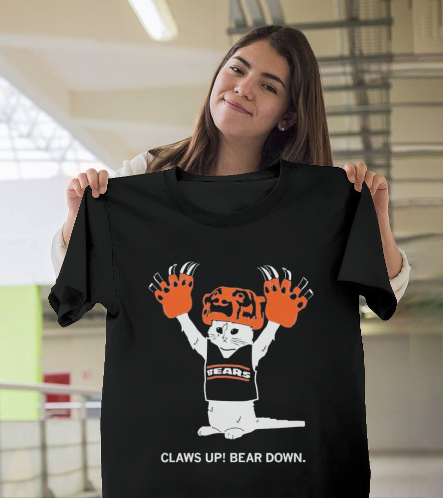 Gary Chicago Bears Cat Mascot Claws Up Bear Down T-Shirt