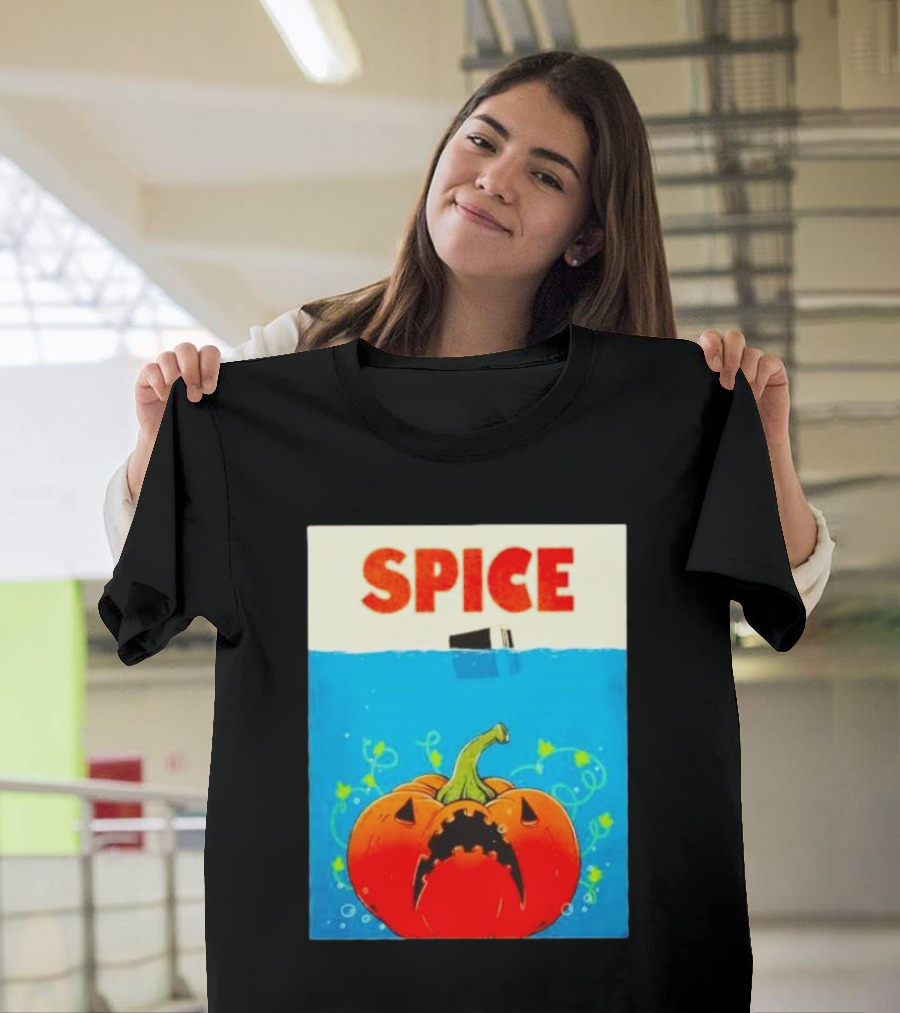 Spice Pumpkin Jaws Shark Parody Halloween T-Shirt