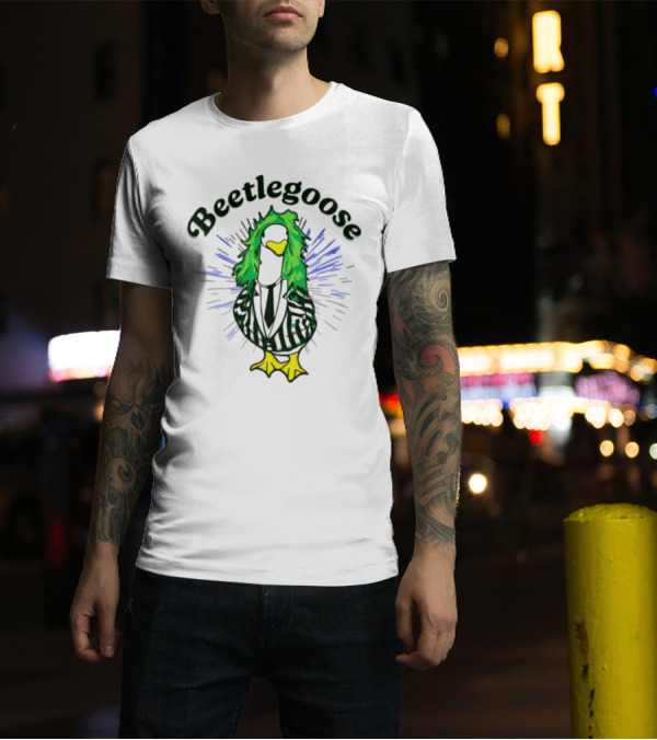 Beetlegoose Beetlejuice Halloween Goose With Striped Suit And Green Hair T-Shirt