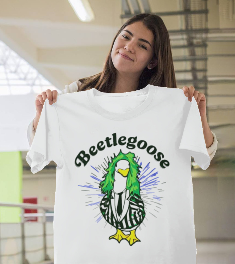 Beetlegoose Beetlejuice Halloween Goose with Striped Suit and Green Hair T-Shirt