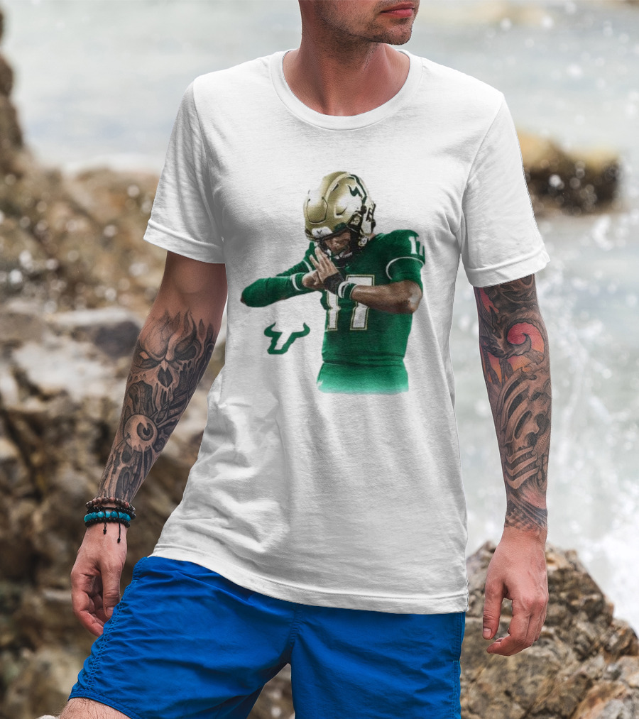 Byrum Brown South Florida Bulls Football 17 Green Jersey T-Shirt