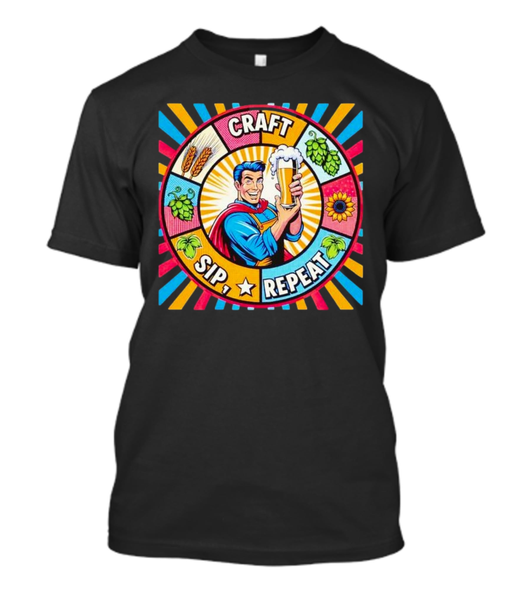 Craft Sip Repeat Milwaukee Brewers Superhero Beer Cheers T-Shirt