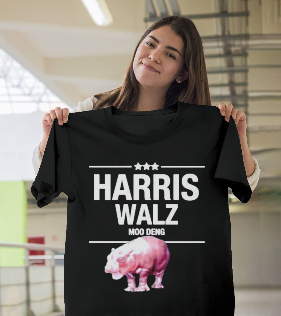 Harris Walz Moo Deng Pink Hippo T-Shirt