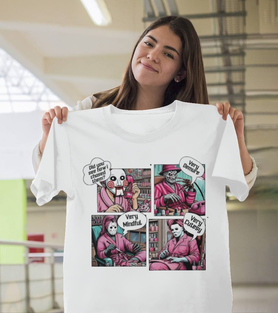Pink Scary Halloween Nightmare Very Demure Very Mindful Very Cutesy T-Shirt