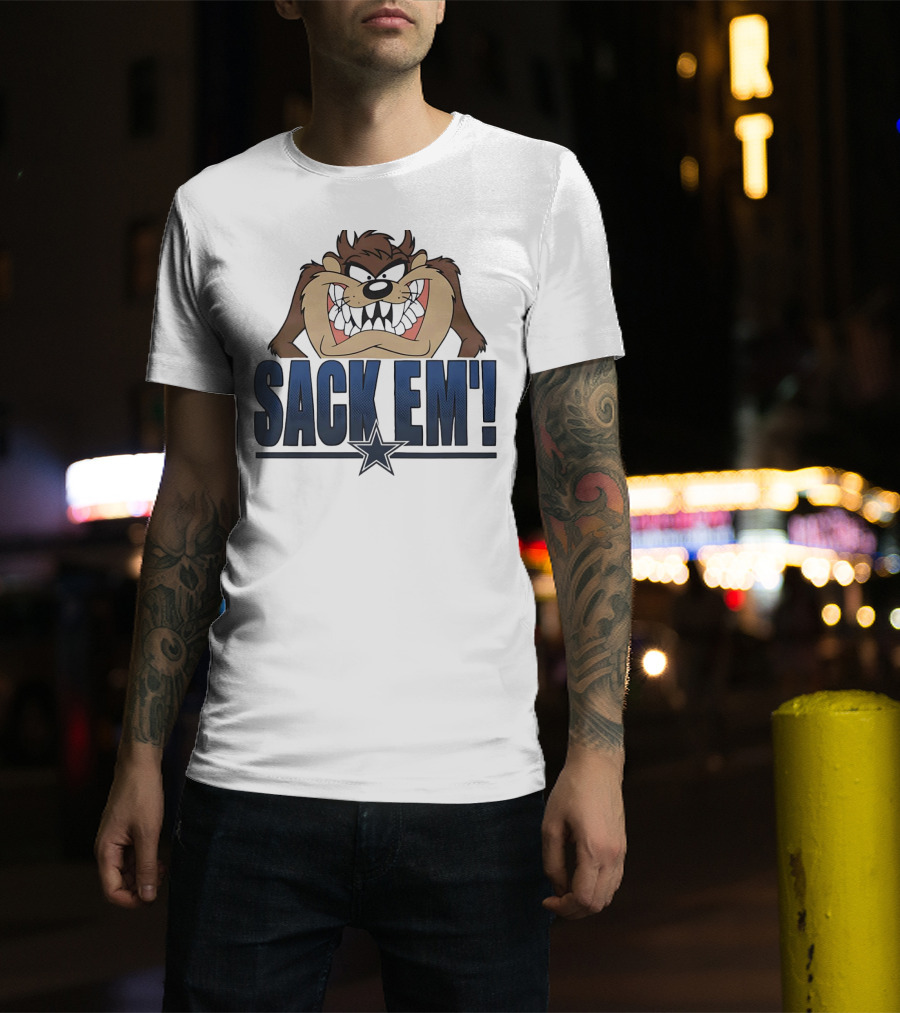 Looney Tunes Taz Sack 'Em Dallas Cowboys T-Shirt
