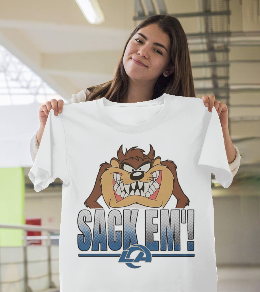 Looney Tunes Taz Sack Em LA Los Angeles Rams T-Shirt