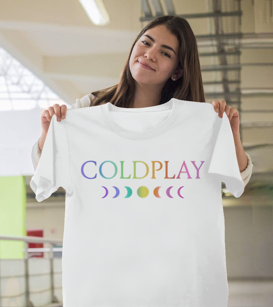 Coldplay Moon Phases Rainbow Logo Music T-Shirt