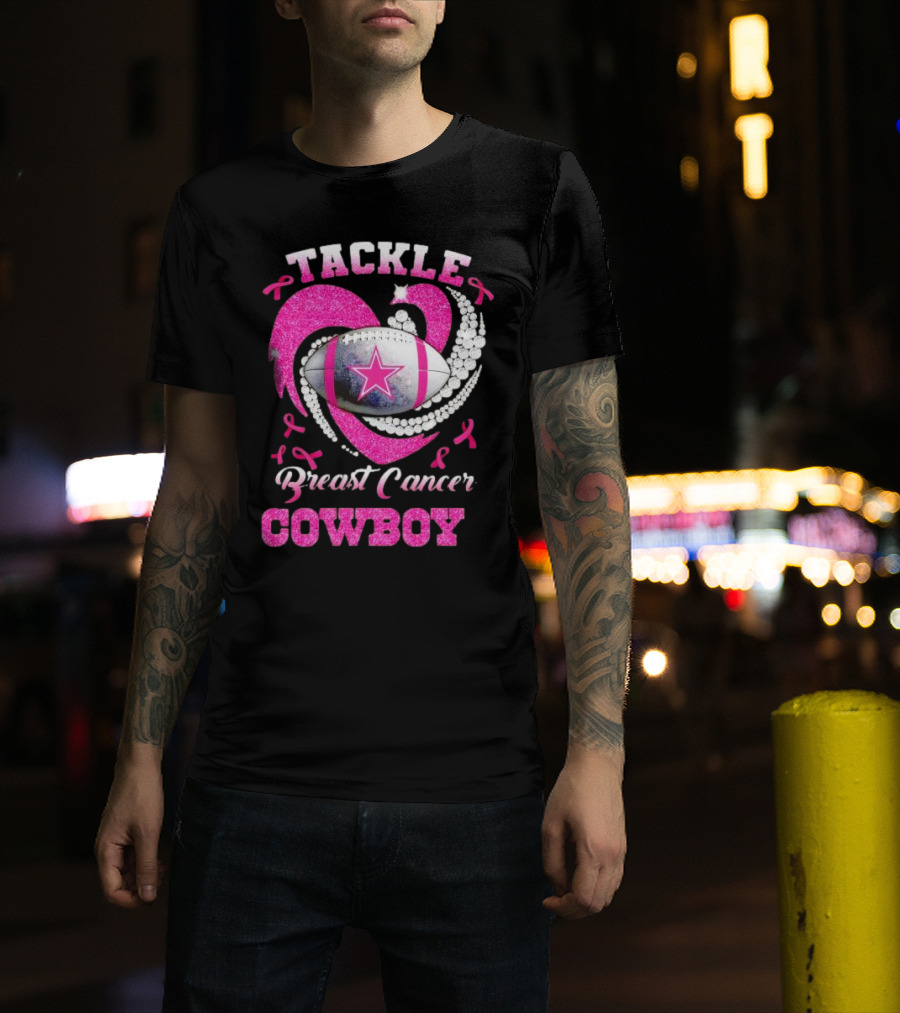 Tackle Breast Cancer Cowboy Football Pink Awareness T-Shirt