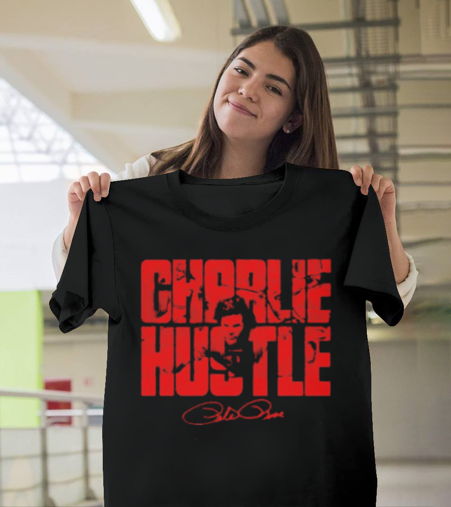 Charlie Hustle Cincinnati Reds Pete Rose Signature T-Shirt