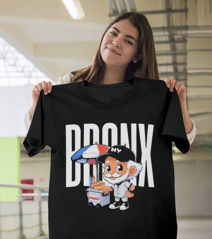 BRONX NY Dawgs Baseball Character Hot Dog Cart T-Shirt