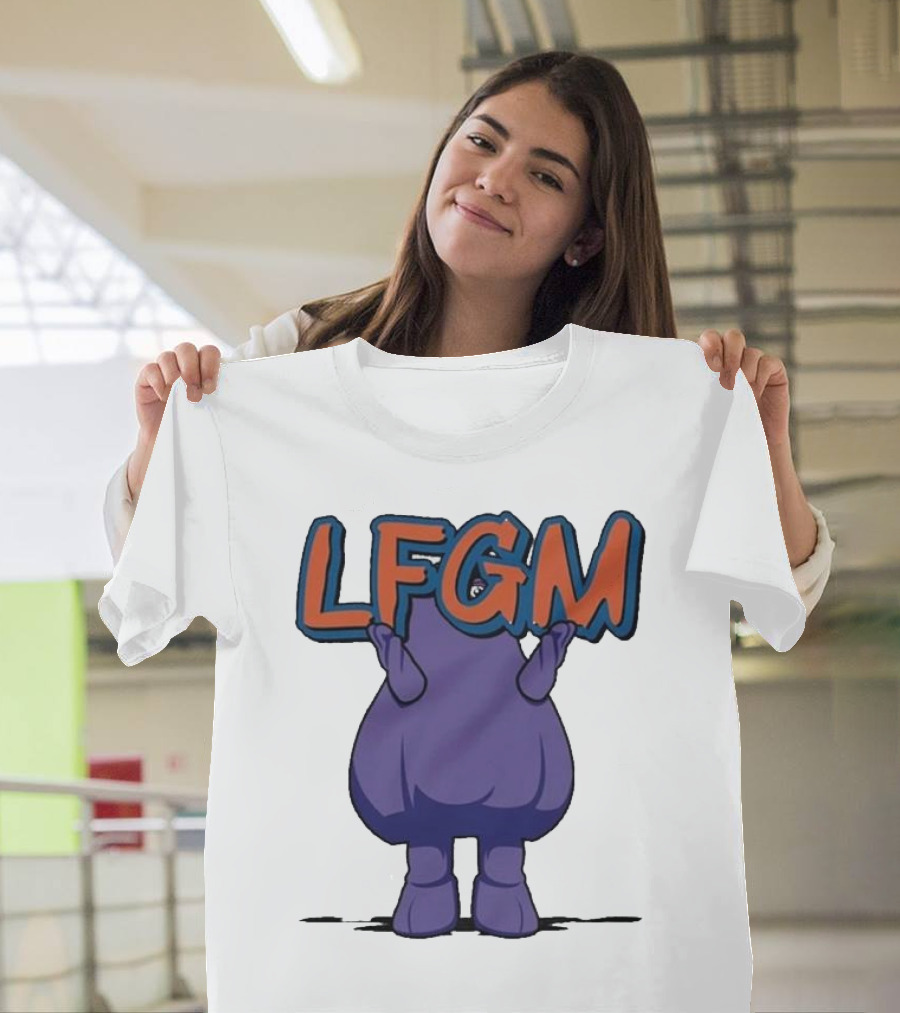 Grimace LFGM New York Mets Character Holding Letters T-Shirt