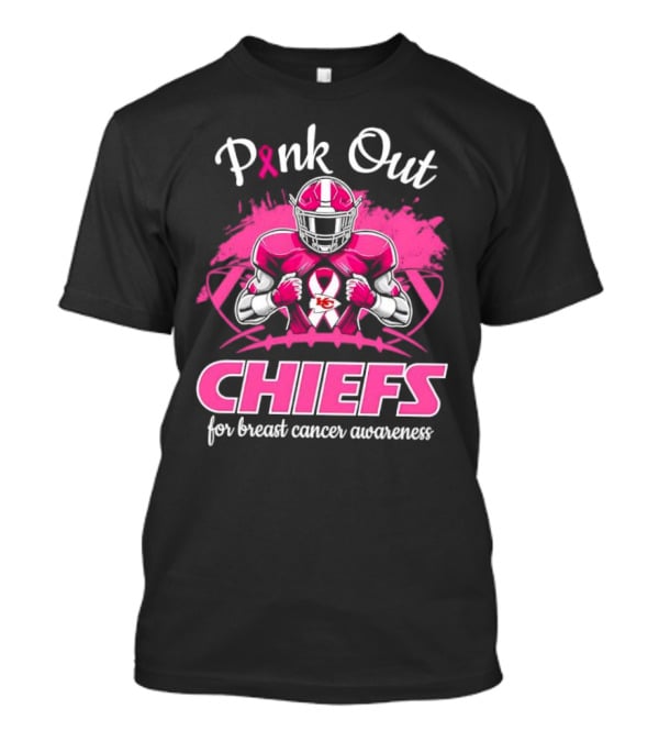Pink Out Chiefs For Breast Cancer Awareness Football Graphics T-Shirt
