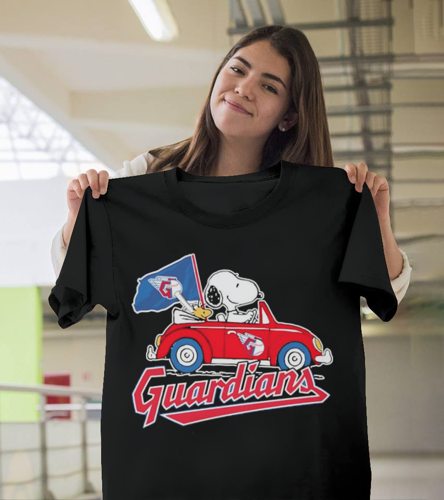 Snoopy And Woodstock Driving Guardians Car Cleveland Guardians T-Shirt