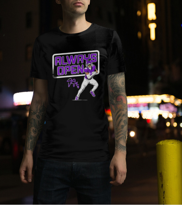 Always Open Justin Jefferson Minnesota Vikings 18 Signature T-Shirt