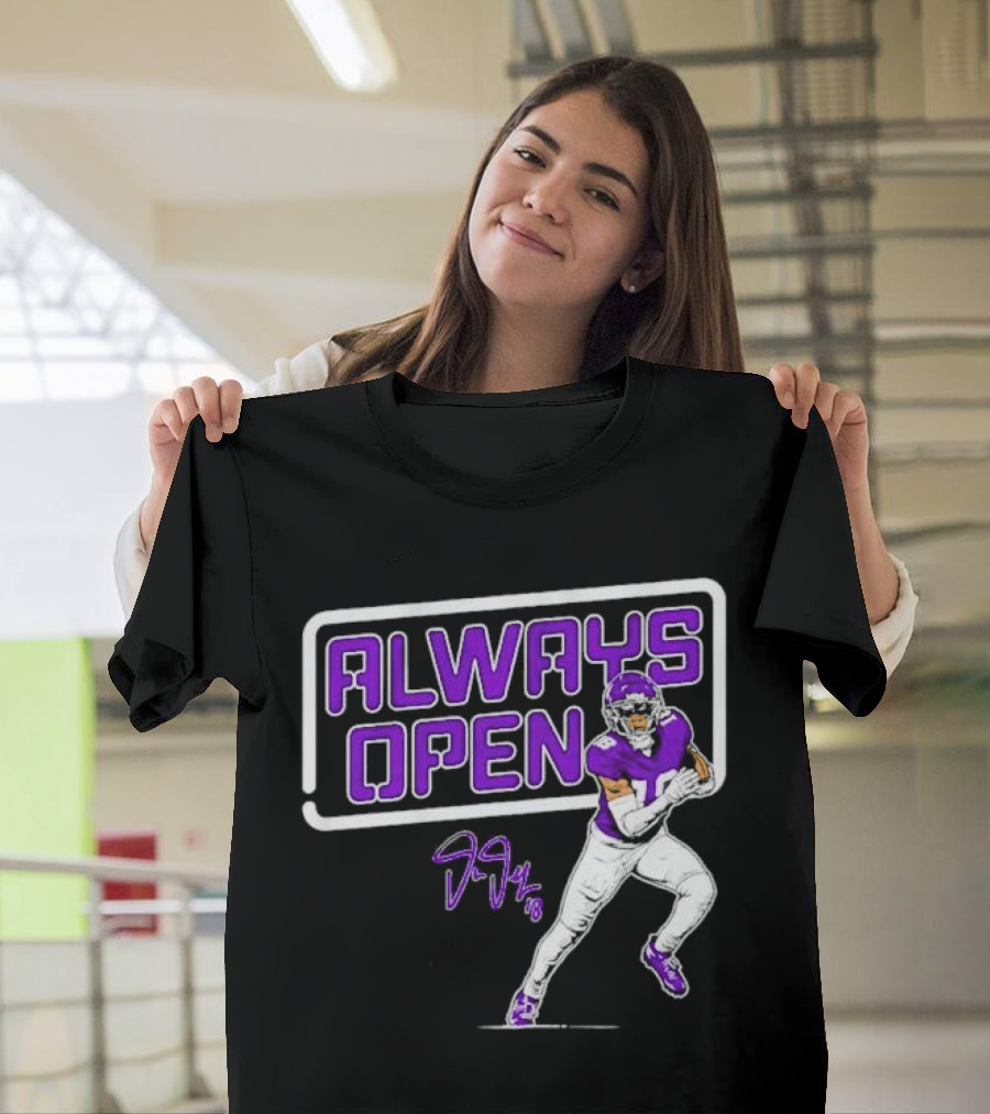 Always Open Justin Jefferson Minnesota Vikings 18 Signature T-Shirt