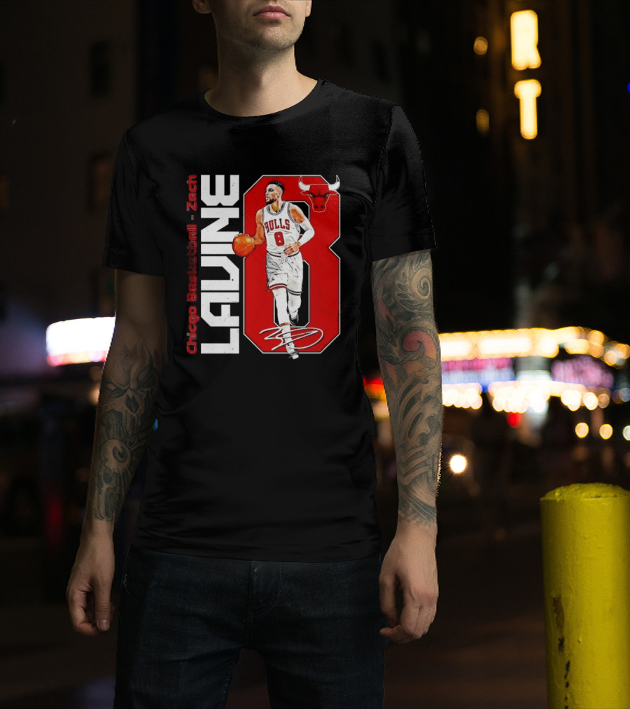 Zach Lavine Chicago Basketball Bulls Number 8 Signature T-Shirt