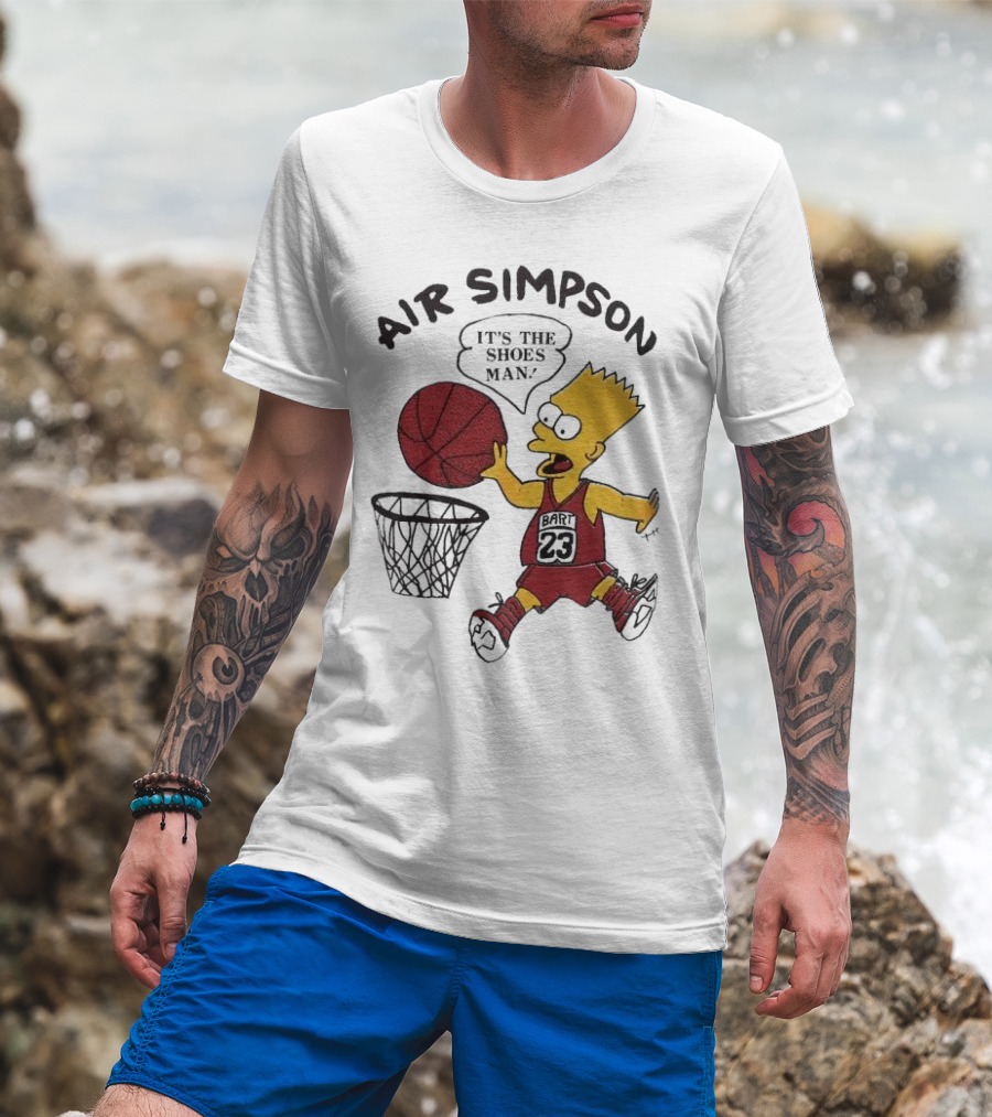 Bart Simpson Air Bart It's The Shoes Man Basketball Parody 23 Jersey Dunk T-Shirt