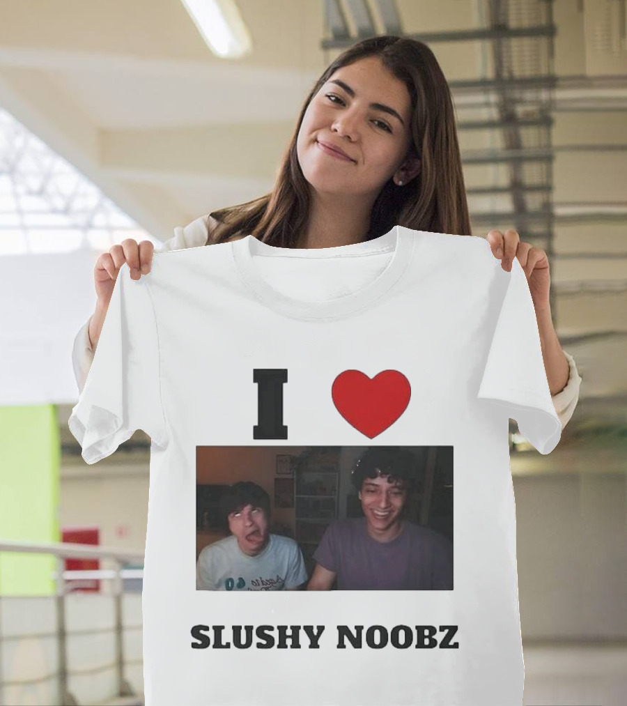 I Love Slushy Noobz Funny Duo Smiling Photo T-Shirt