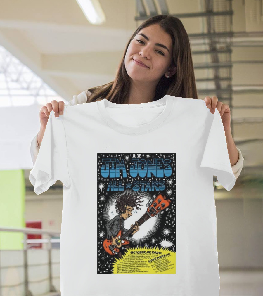 Jim Jones All Stars October November UK 2024 Tour Psychedelic Guitarist Starburst T-Shirt
