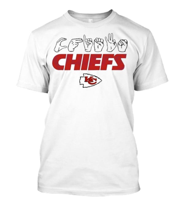 CHIEFS Kansas City Chiefs KC Logo Hand Sign Football T-Shirt