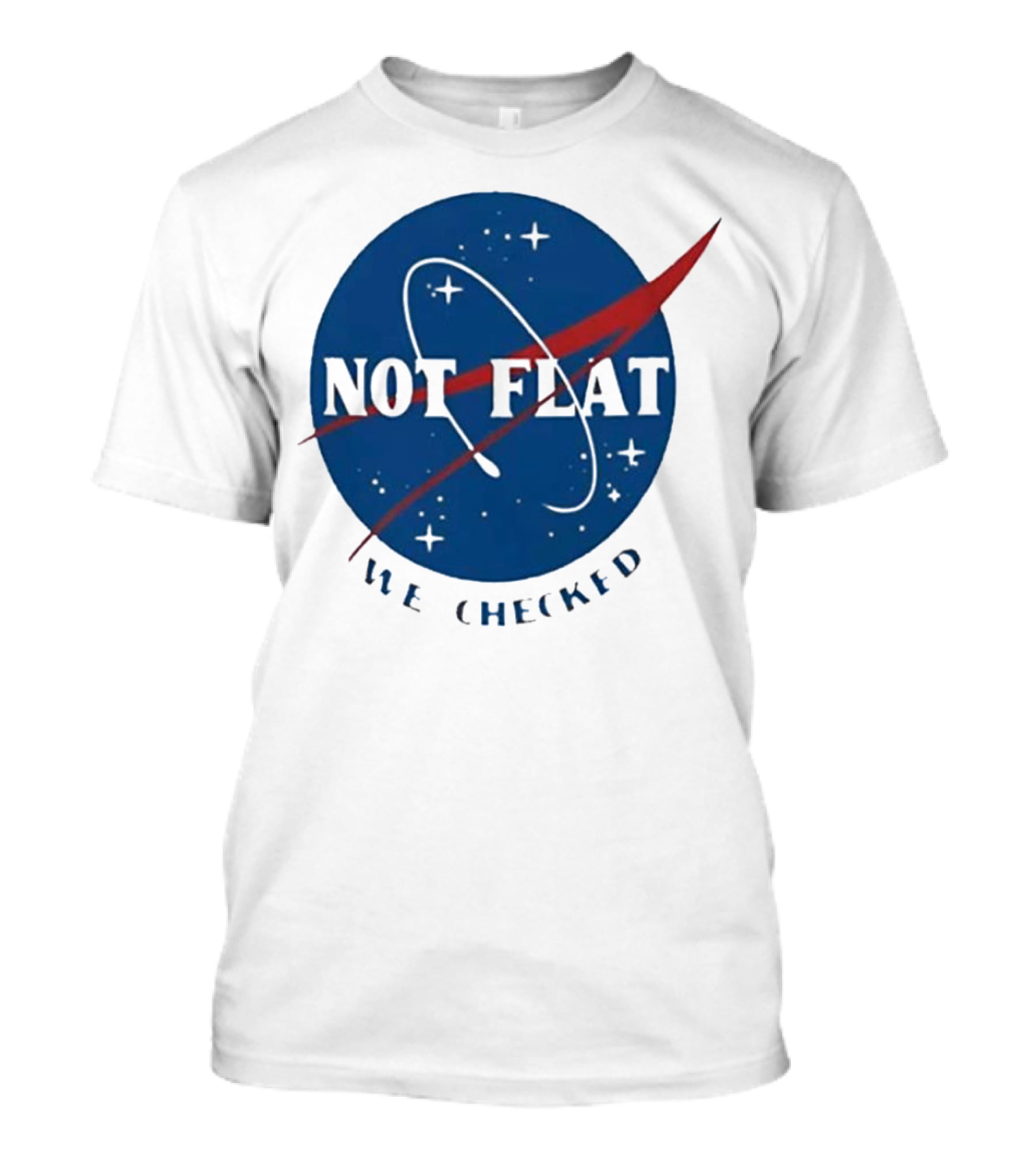 Not Flat We Checked Space Exploration Emblem T-Shirt