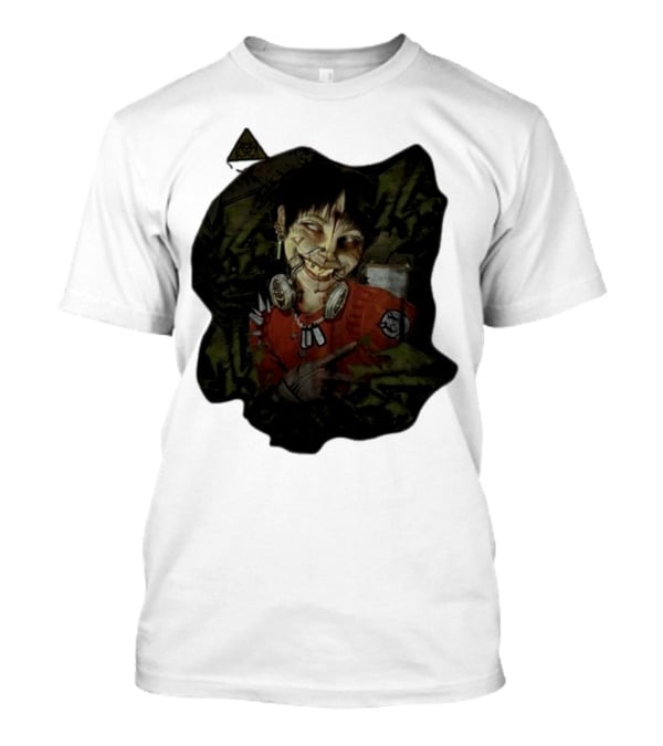 MG Ultra Kid Smiling Masked Figure With Red Outfit And Gas Mask Elements T-Shirt