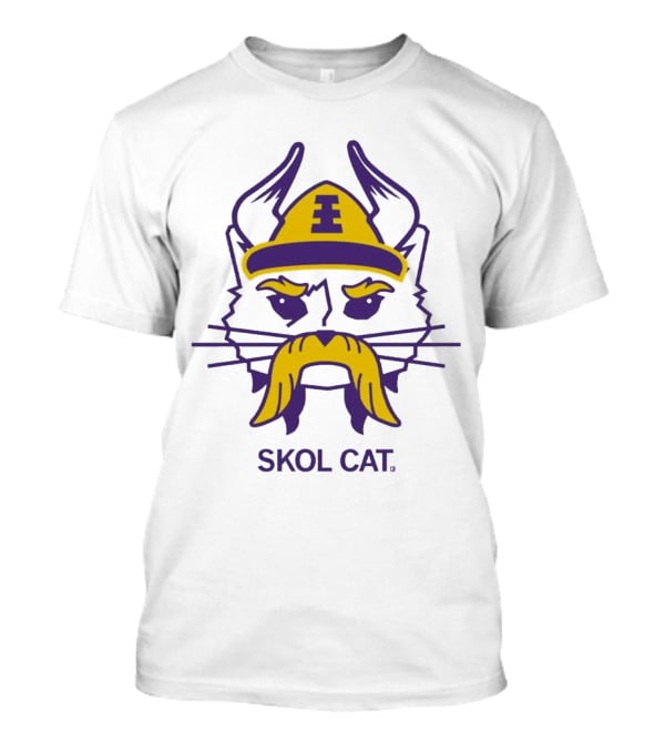 Skol Cat Viking Helmet Mustache Sports Enthusiast T-Shirt
