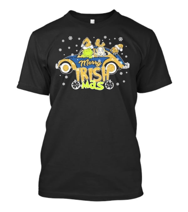 Merry Irish Mas Grinch Reindeer Car Notre Dame Christmas T-Shirt