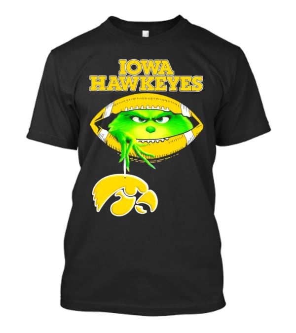 Iowa Hawkeyes Grinch Football Christmas T-Shirt