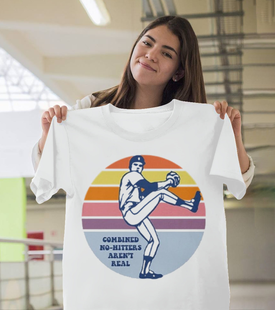 Combined No-Hitters Aren’t Real Vintage Baseball Pitcher Retro Stripes T-Shirt