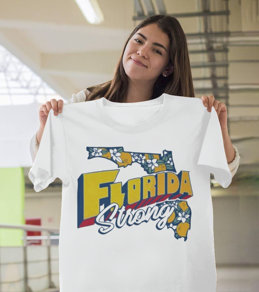 Florida Strong Hurricane Milton Pray Orange Blossom Map T-Shirt