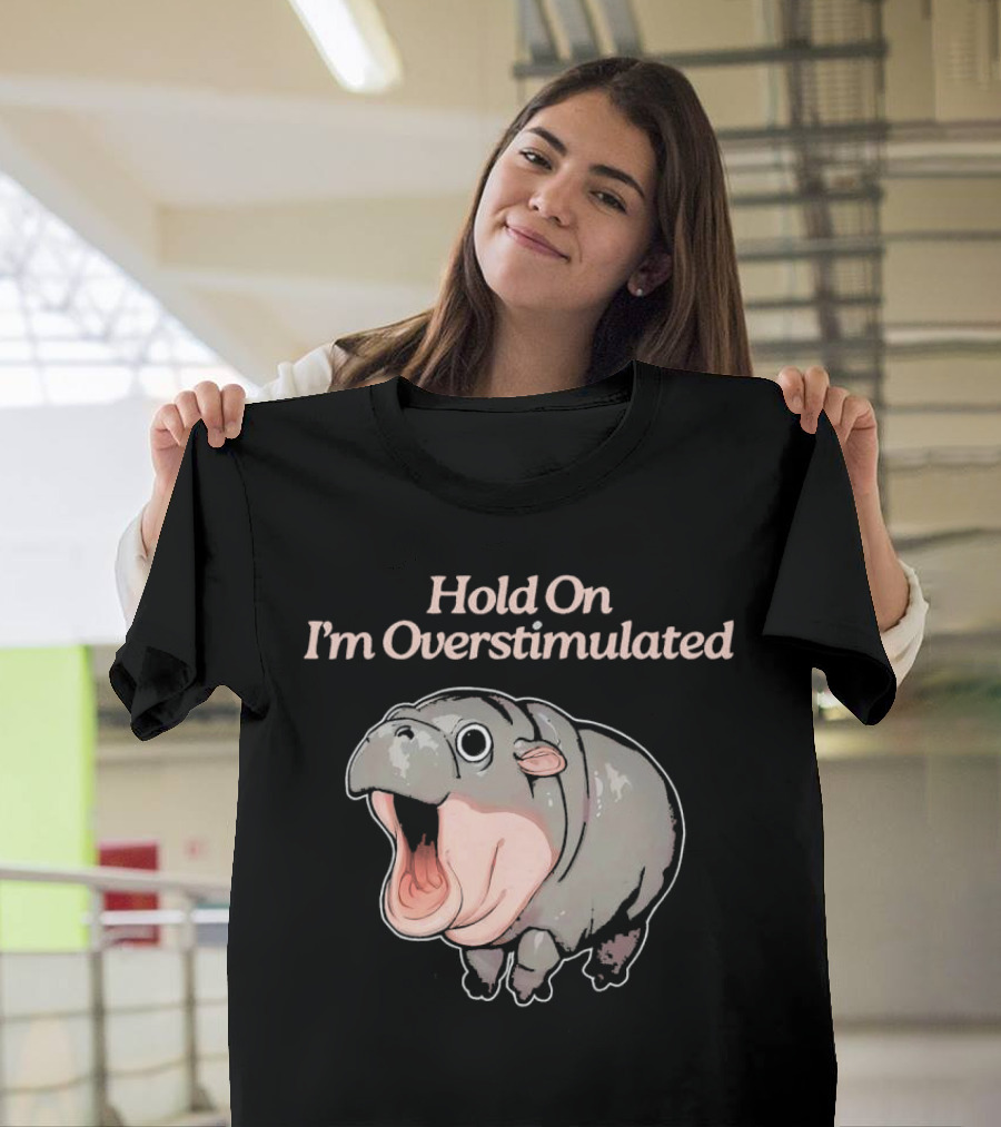 Hold On I'm Overstimulated Hippo T-Shirt