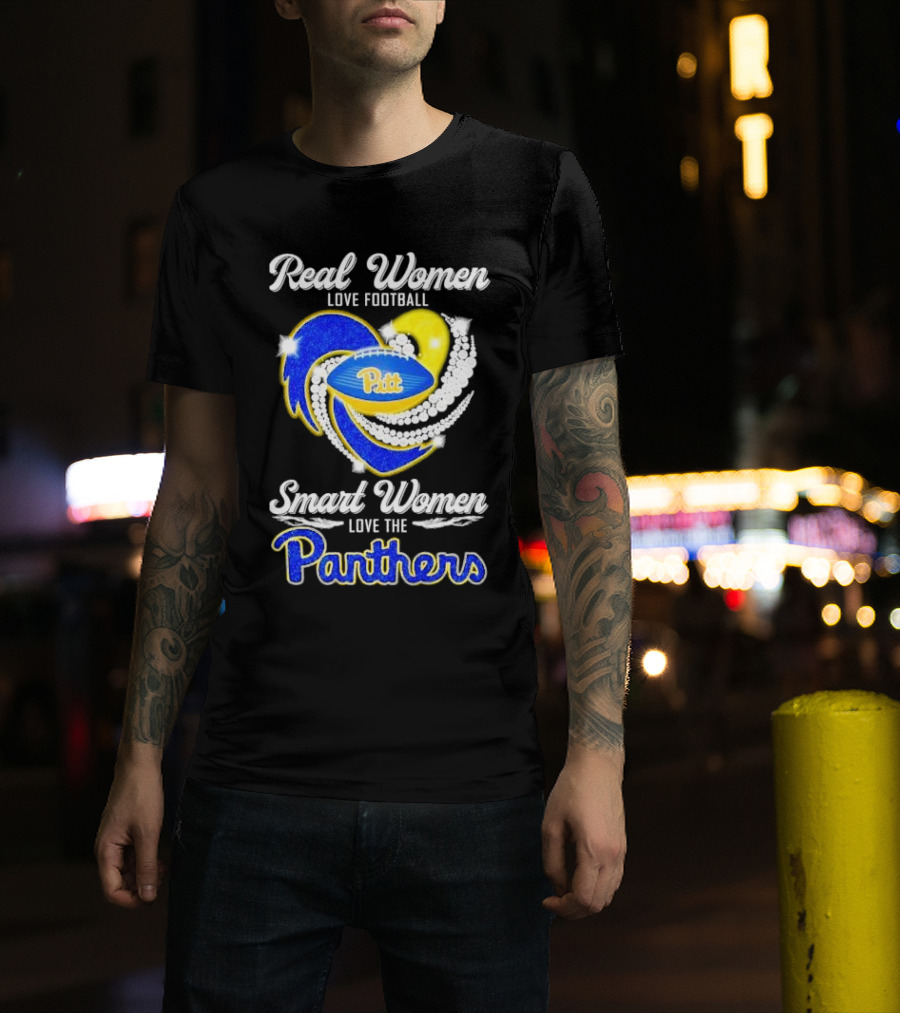 Real Women Love Football Smart Women Love Pitt Panthers T-Shirt