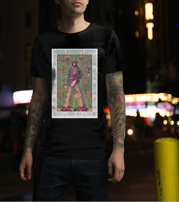 Daniel Romano's Outfit Vera Groningen Netherlands Oct 23 2024 Groovy Psychedelic Floral Art Guitar Player T-Shirt