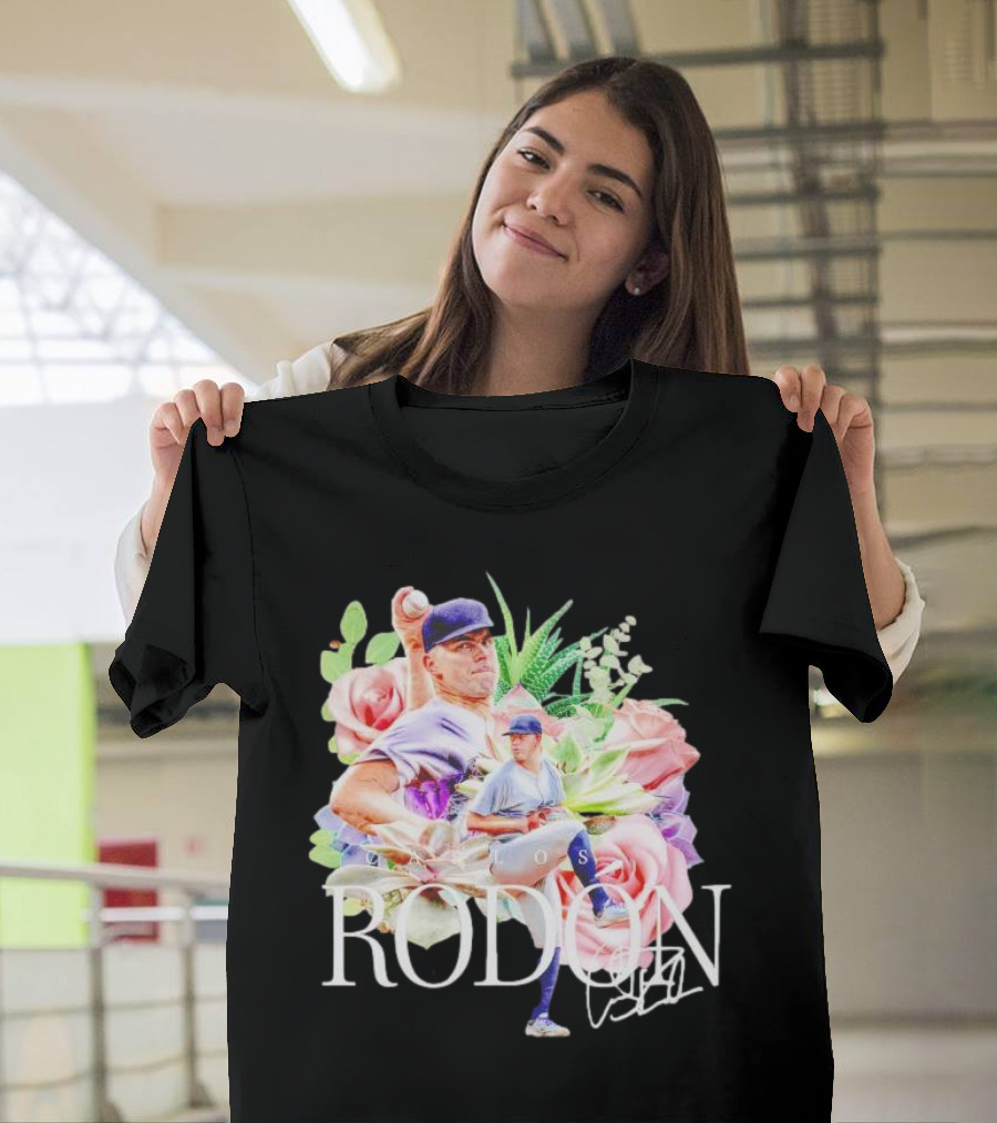 Carlos Rodón New York Yankees Floral Signature Baseball T-Shirt