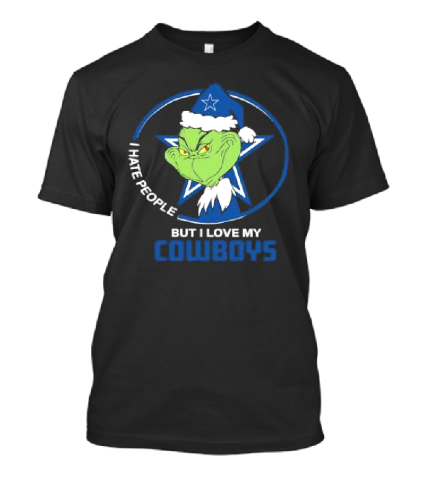 Dallas Cowboys Christmas Grinch I Hate People But I Love My Cowboys T-Shirt