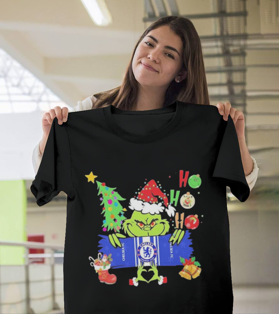 Grinch Ho Ho Ho Chelsea FC Christmas Festive Football Fun T-Shirt