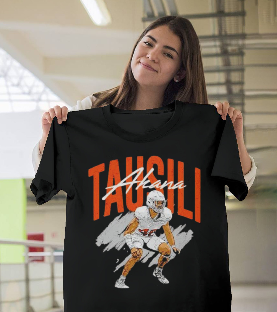 Tausili Akana Texas Longhorns Player Football Action T-Shirt