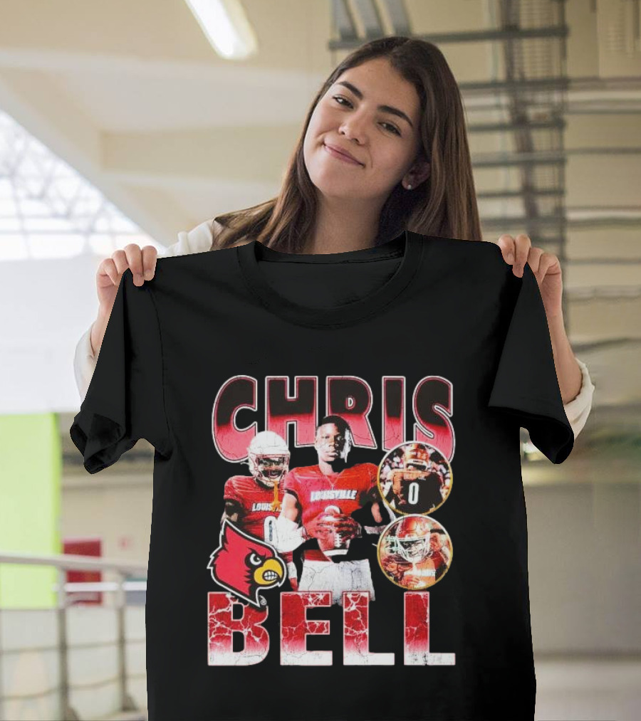 Chris Bell Louisville Cardinals Football Number 0 Retro Signature T-Shirt