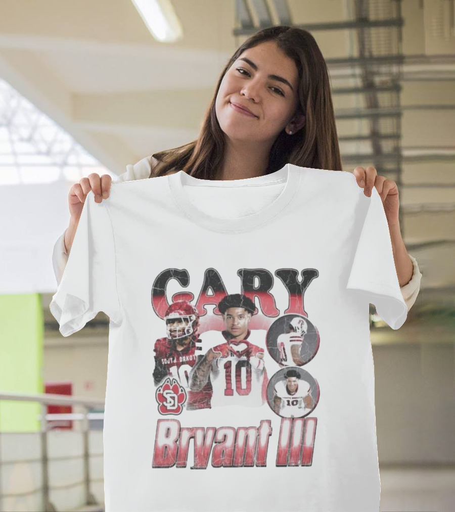 Gary Bryant III South Dakota Coyotes 10 Red and White Retro Football T-Shirt