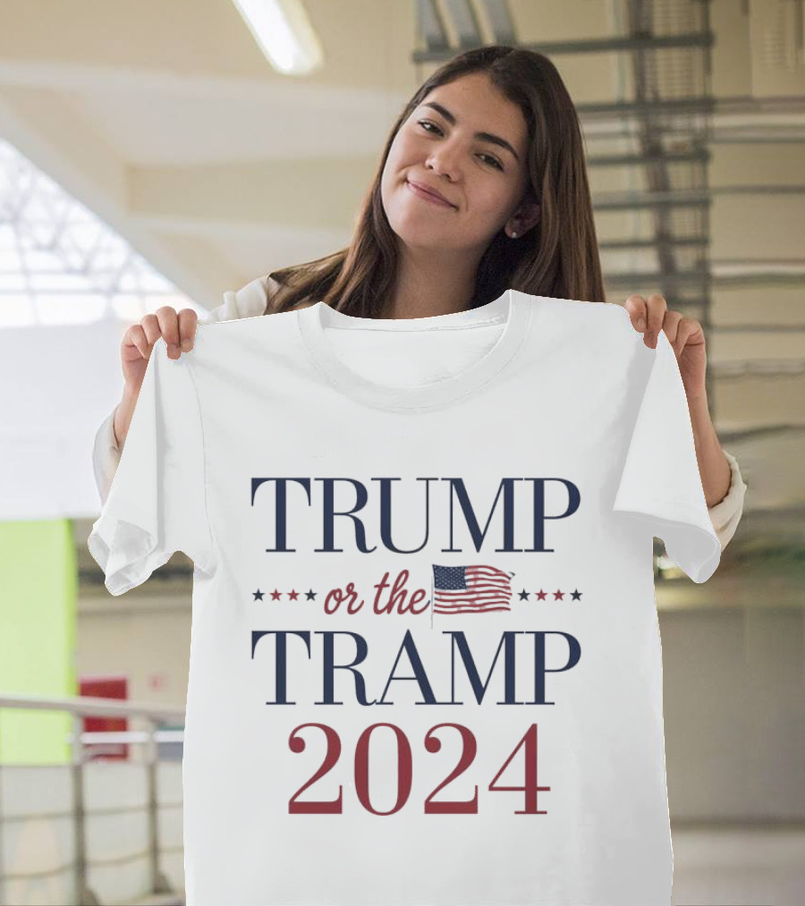 Trump Or The Tramp 2024 Vote For Trump US Election Flag Stars T-Shirt
