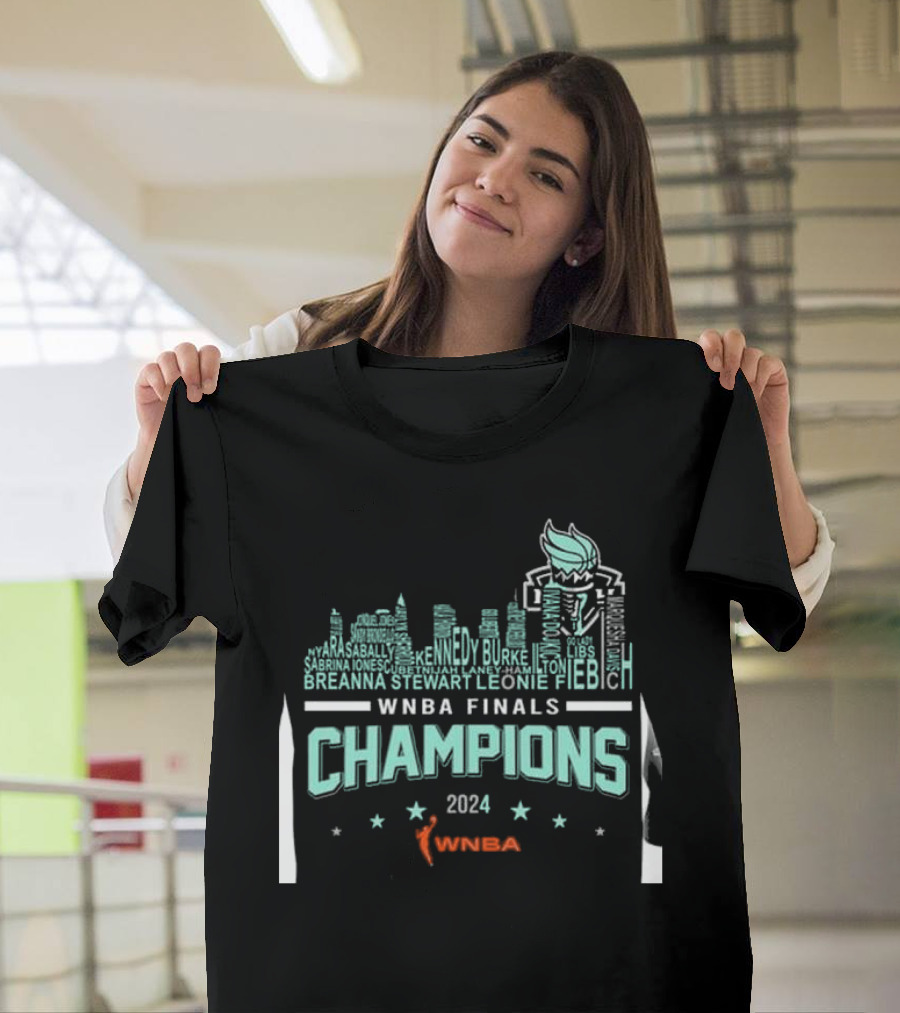 New York Liberty 2024 WNBA Finals Champions Liberty Torch Skyline T-Shirt