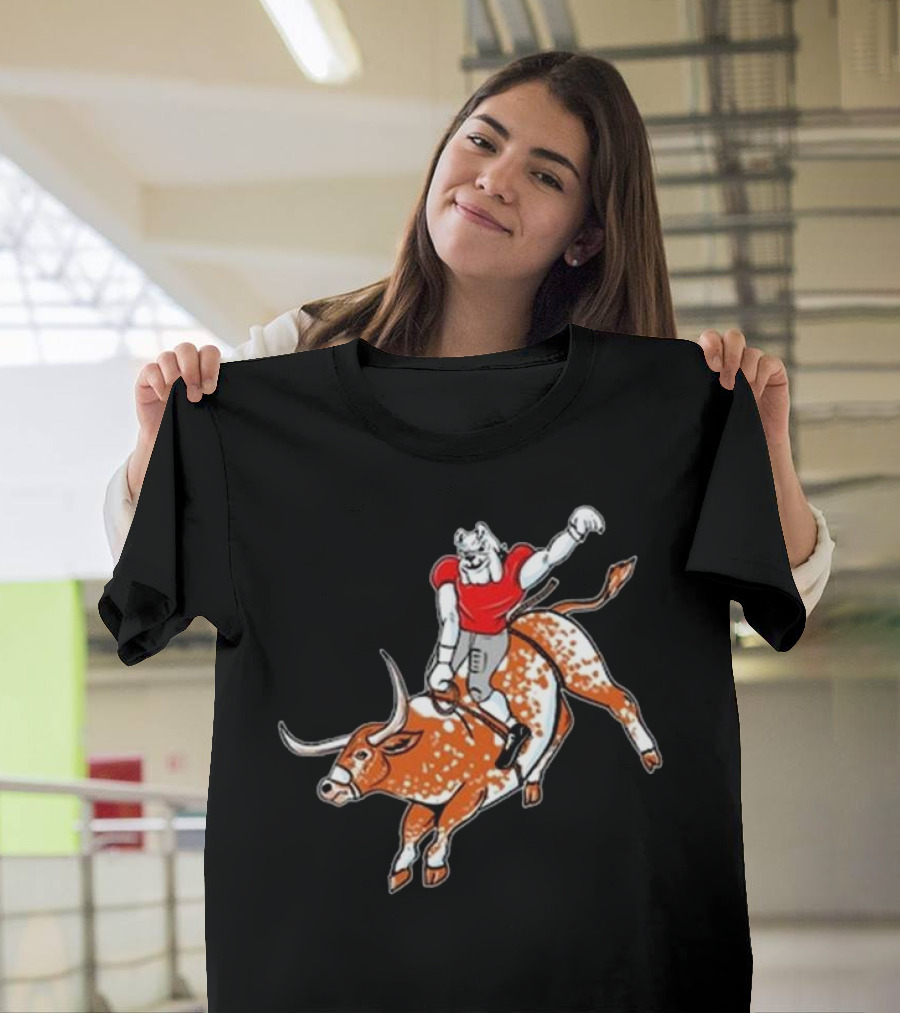 Ga Horns Down Bulldog Rides Longhorn T-Shirt