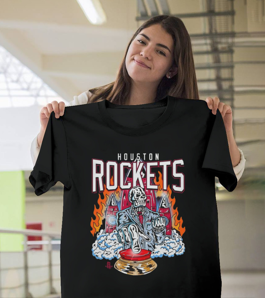 Houston Rockets Skeleton Flames Warren Lotas Collaboration 2024-25 T-Shirt