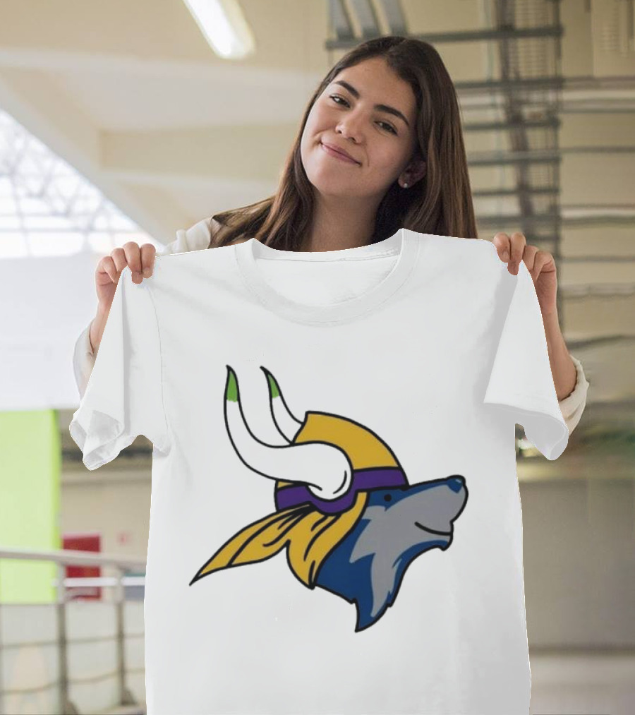 Minnesota Timbervikes Wolf And Viking Helmet Mashup T-Shirt