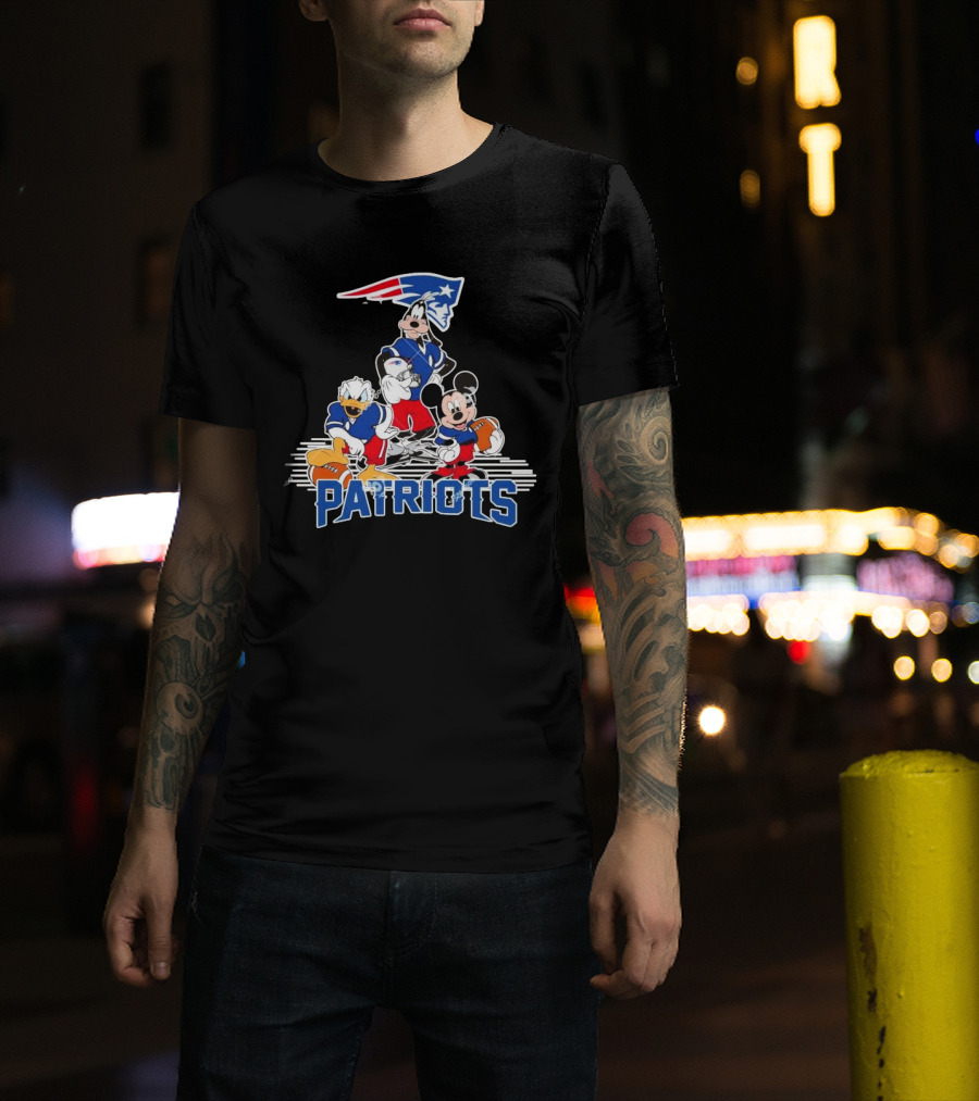 Mickey Donald Goofy Patriots Football Disney Crossover T-Shirt