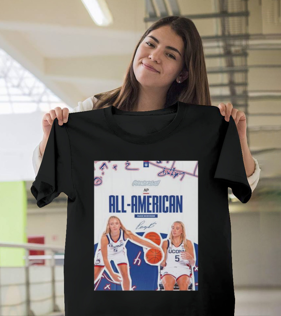 Paige Bueckers UConn Huskies AP All-American Signature Basketball T-Shirt