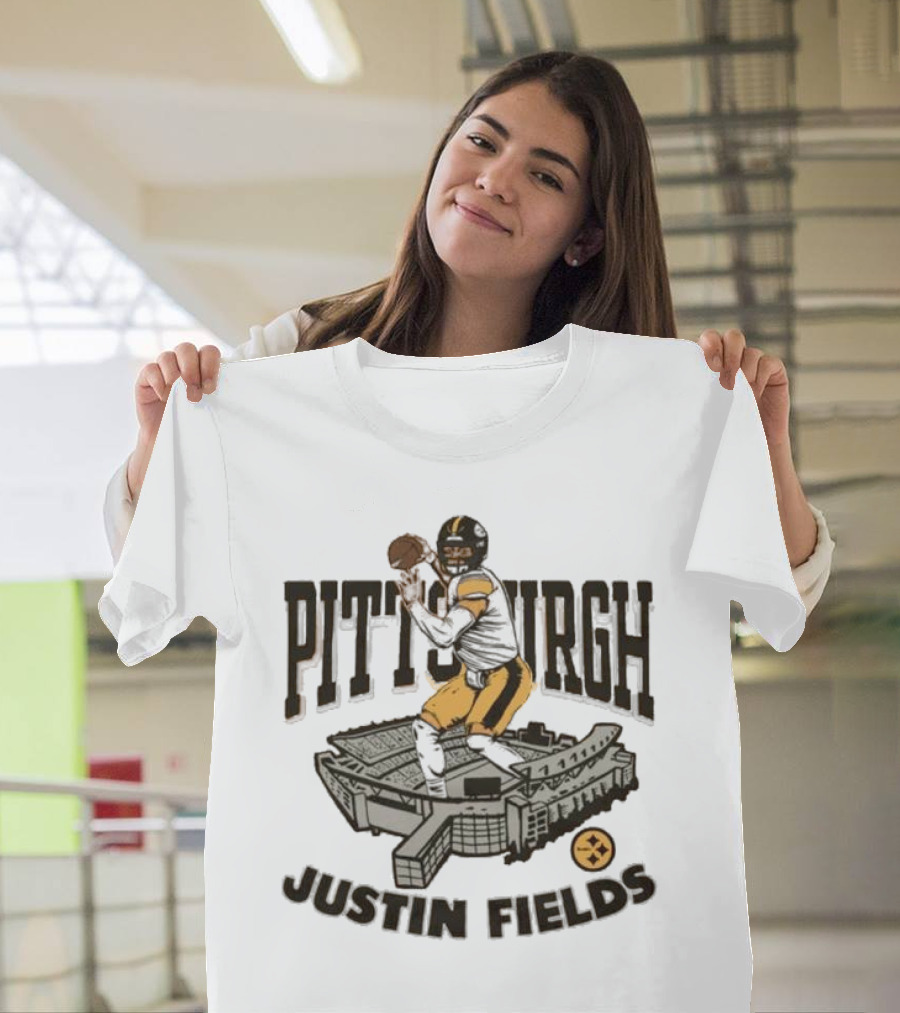 Pittsburgh Steelers Justin Fields Player Stadium NFL Football T-Shirt