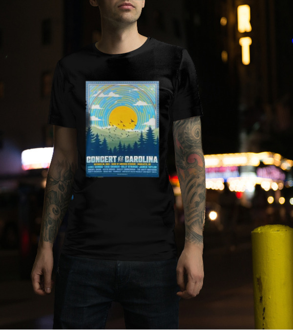 Concert For Carolina Bank Of America Stadium Charlotte NC October 26 2024 Luke Combs Eric Church Billy Strings James Taylor T-Shirt